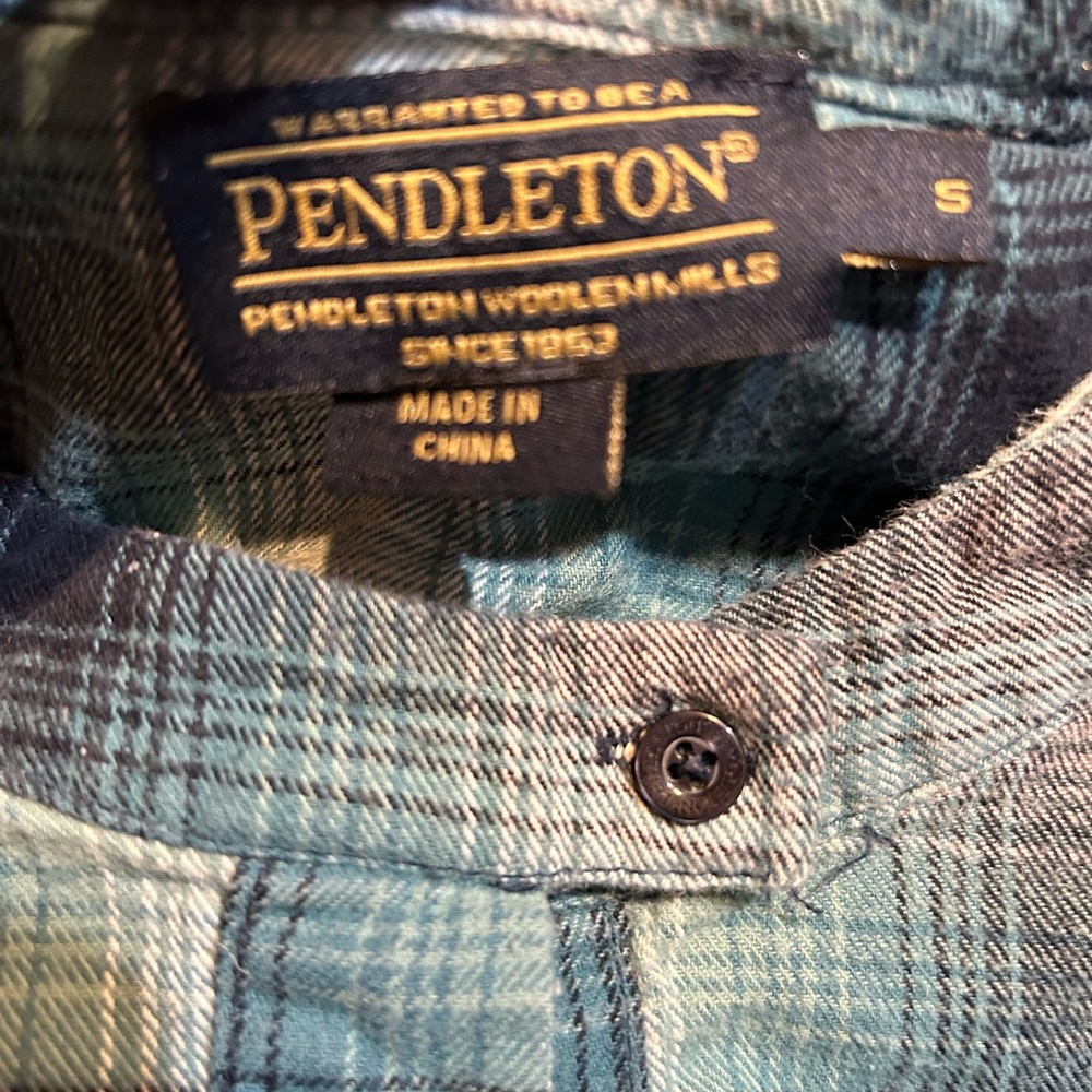 Pendleton Teal White Plaid Button Down 100% Cotto… - image 6